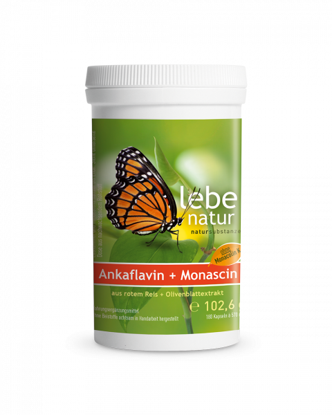 lebe natur® Ankaflavin + Monascin aus rotem Reis + Olivenblattextrakt 180er